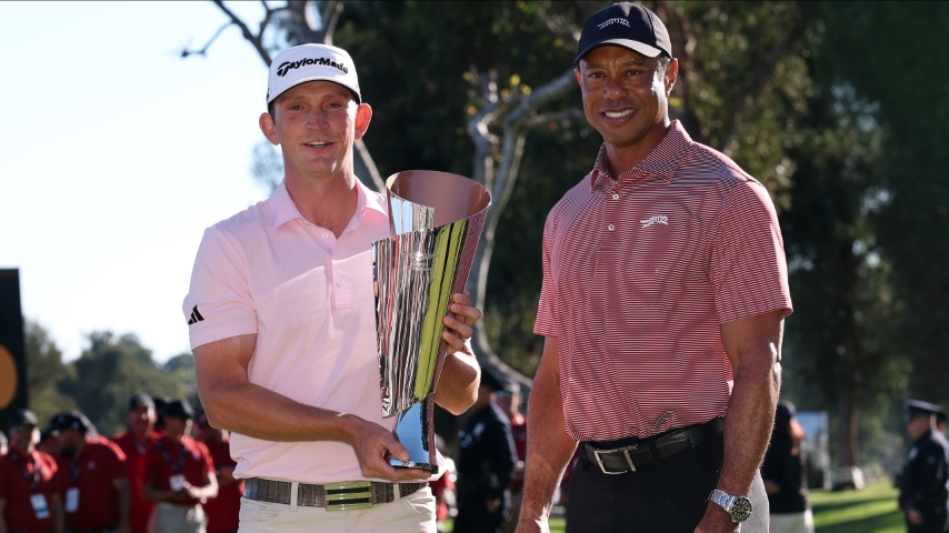 Bridgeman wins first PGA Tour title, celebrates with Woods and surprise Clemson messages